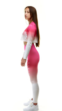 lookingperfect.fashion Berry / Set BERRY - LONG SLEEVE CROP TSHIRT & HIGH WAIST LEGGINGS SET