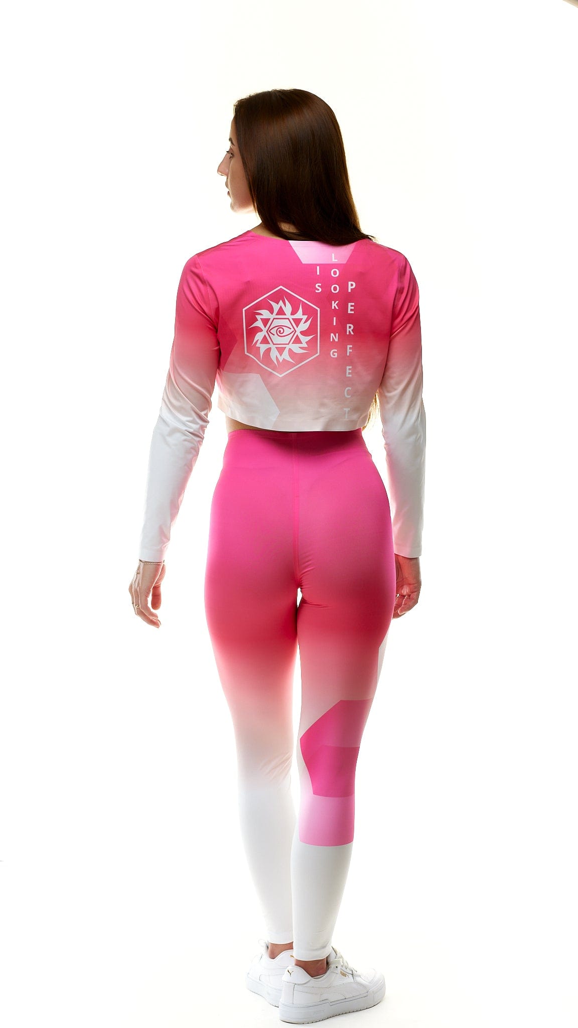 lookingperfect.fashion Berry / Set BERRY - LONG SLEEVE CROP TSHIRT & HIGH WAIST LEGGINGS SET