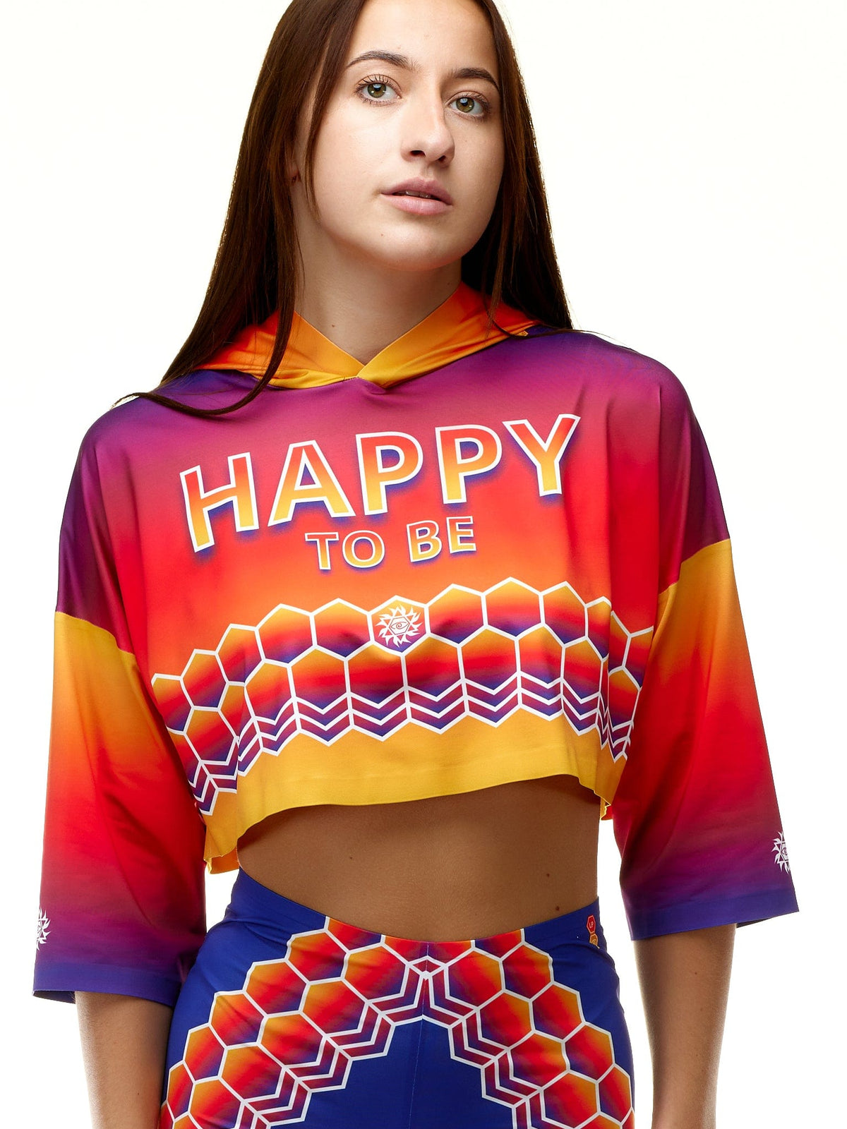 lookingperfect.fashion Happy To Be / Hoodies / Sunset LOOSE CROP HOODIE - 3/4 SLEEVE 4545