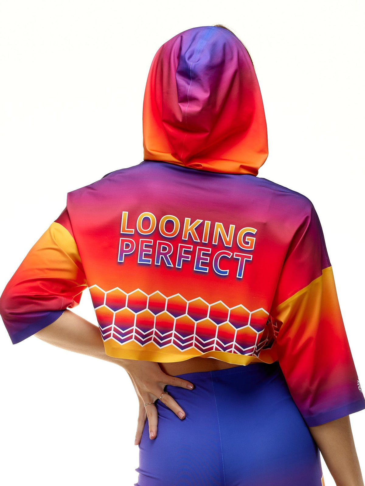 lookingperfect.fashion Happy To Be / Hoodies / Sunset LOOSE CROP HOODIE - 3/4 SLEEVE 4545