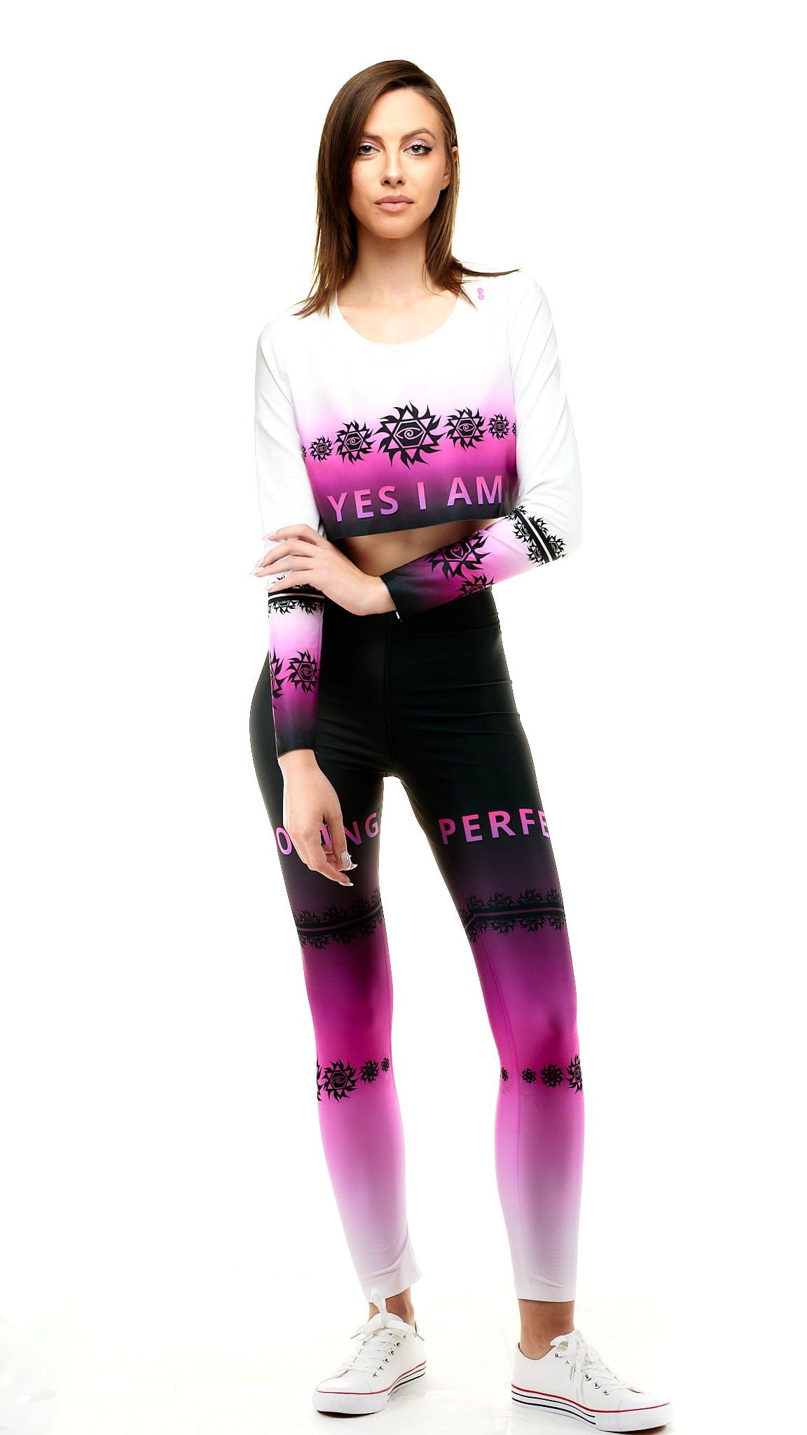 lookingperfect.fashion Yes I Am / Mystique / Set MISTIQUE - LONG SLEEVE CROP TSHIRT & HIGH WAIST LEGGINGS SET