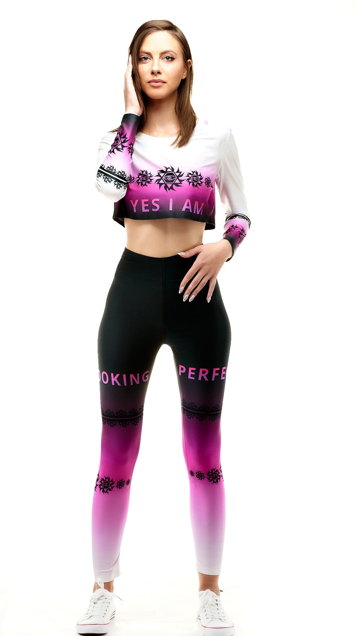 lookingperfect.fashion Yes I Am / Mystique / Set MISTIQUE - LONG SLEEVE CROP TSHIRT & HIGH WAIST LEGGINGS SET